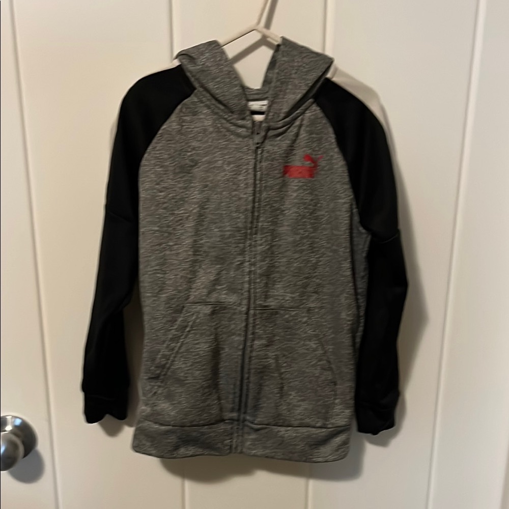 Puma Gray and Black Zip-Up Hoodie Sweatshirt